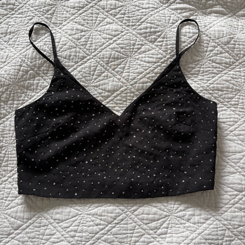 Zara Black Studded Crop Camisole
